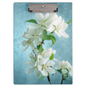 Witte Bloem op Blauw Monogram Initiaal Clip Board Klembord (Voorkant)