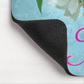 Witte Bloem op Blauw Monogram Initiaal Muismat (Hoek)