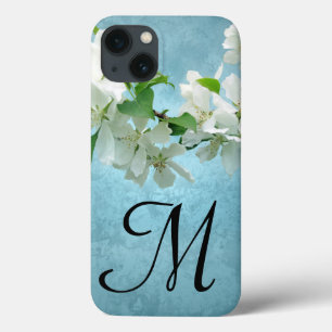 Witte Bloem op Blauwe Hemel Monogram IPAD Geval Case-Mate iPhone Case