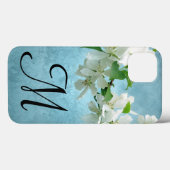 Witte Bloem op Blauwe Hemel Monogram IPAD Geval Case-Mate iPhone Case (Achterkant (horizontaal))