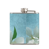 Witte Bloem op Blue Sky Monogram Whiskey Flask Heupfles (Achterkant)