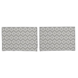 Witte bloem op grijze achtergrond, herhaald patroo kussensloop