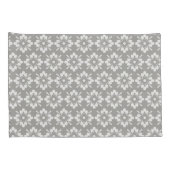 Witte bloem op grijze achtergrond, herhaald patroo kussensloop (Achterkant-Rechts)