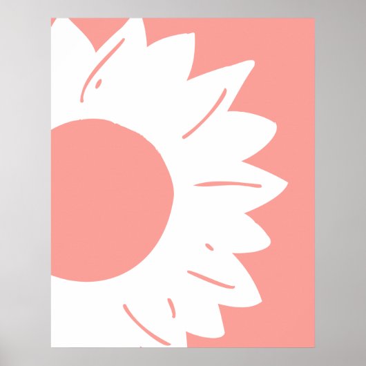 Witte Bloem op Koraalroze Abstracte Wandkunst Poster (Voorkant)