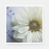 Witte bloem op muziek servetten (Voorkant)