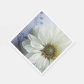 Witte bloem op muziek servetten (Hoek)