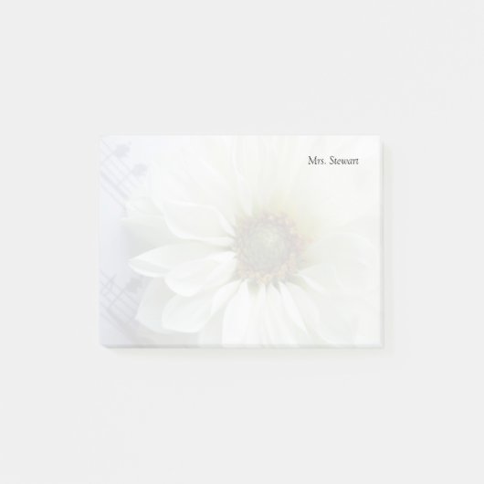 Witte bloem op muziek vervagen post-it® notes (Voorkant)