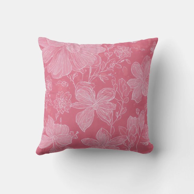 Witte bloem op roze voet kussen (Achterkant)