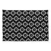 Witte bloem op zwarte achtergrond, herhalingspatro kussensloop (Achterkant-Rechts)