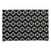 Witte bloem op zwarte achtergrond, herhalingspatro kussensloop (Voorkant-Rechts)