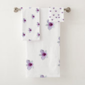 Witte Bloem Paarse Centrum Cadeau Bad Handdoek (Insitu)