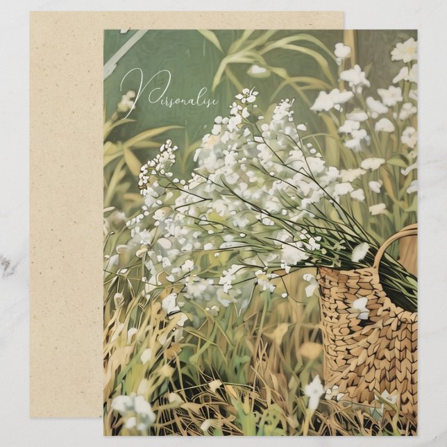  Witte Bloem Patroon Bloemen ScrapbookPaper (Voorkant / Achterkant)