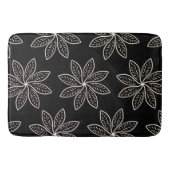 Witte Bloem Patroon op Zwart Badmat (Voorkant)