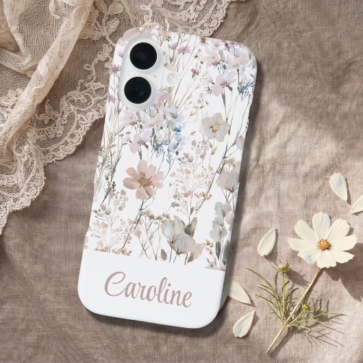 Witte bloem persoonlijke  iPhone 16 hoesje