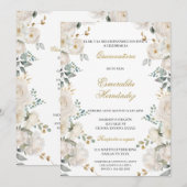 Witte bloem quinceañera kaart (Voorkant / Achterkant)