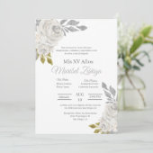 Witte bloem Quinceanera uitnodiging (Staand voorkant)