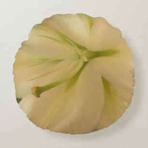 Witte Bloem Rond werpkussen, Vrouwelijk Rond Kussen