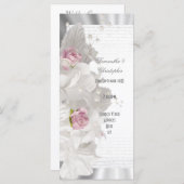 Witte bloem roze roos kerk huwelijksprogramma programmakaart (Voorkant / Achterkant)