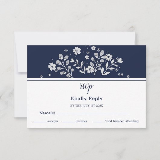 Witte bloem-RSVP RSVP Kaartje (Voorkant)