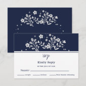Witte bloem-RSVP RSVP Kaartje (Voorkant / Achterkant)