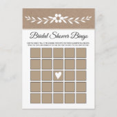 Witte bloem, rustieke kraftpapier bruids bingokaar informatiekaartje (Voorkant)