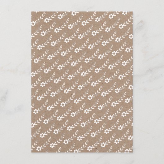 Witte bloem, rustieke kraftpapier bruids bingokaar informatiekaartje (Achterkant)