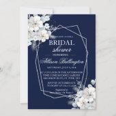 Witte bloem sakura marineblauw Vrijgezellenfeest Kaart (Voorkant)