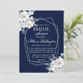 Witte bloem sakura marineblauw Vrijgezellenfeest Kaart (Staand voorkant)