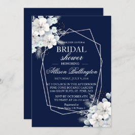 Witte bloem sakura marineblauw Vrijgezellenfeest Kaart