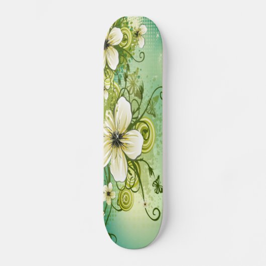 Witte bloem SK8Bord Skateboard (Voorkant)
