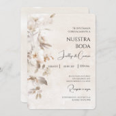 Witte Bloem Spaanse bruiloft uitnodiging (Voorkant / Achterkant)