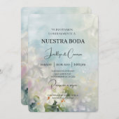 Witte bloem Spaanse bruiloft uitnodiging (Voorkant / Achterkant)