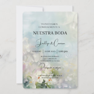 Witte bloem Spaanse bruiloft uitnodiging