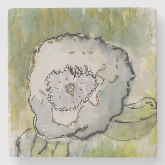 Witte bloem stenen onderzetter (Voorkant)