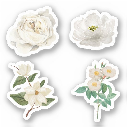 Witte Bloem Stickers (Voorkant)