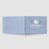 Witte Bloem Stoffig Blauw Bruiloft Gastenboek (Volledig)