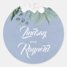 Witte Bloem Stoffig Blauw Bruiloft