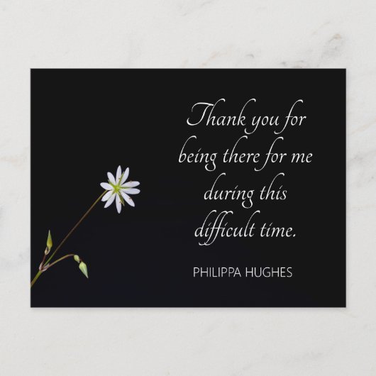 Witte bloem sympathie briefkaart (Voorkant)