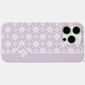 Witte Bloem Tegelpatroon op Roze Rand Monogram Case-Mate iPhone Case (Achterkant (horizontaal))
