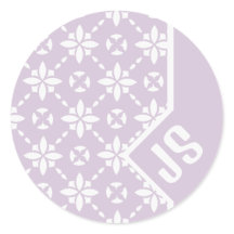 Witte Bloem Tegelpatroon op Roze Rand Monogram