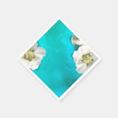 Witte Bloem Tiffany Aqua Glas Metallic Delicate Servetten (Hoek)