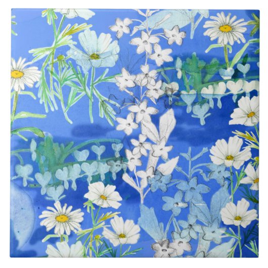 Witte Bloem Tuin Kosmos Bloedend Hart Tegeltje (Voorkant)