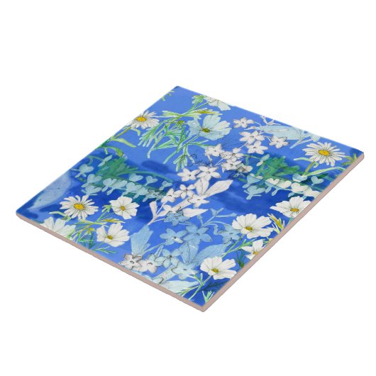 Witte Bloem Tuin Kosmos Bloedend Hart Tegeltje (Zijkant)