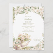 Witte Bloem Tuin Thee Party Enige Leeftijd Verjaar Kaart (Voorkant)