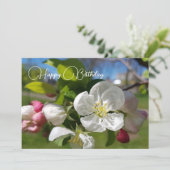 Witte bloem van een appelboom. Happy Birthday Kaart (Staand voorkant)