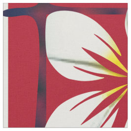 Witte Bloem van Rood& Blauw Geruit Stof
