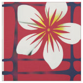 Witte Bloem van Rood & Blauw Plaid Stof (Swatch)