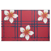 Witte Bloem van Rood & Blauw Plaid Stof (Fat Quarter)