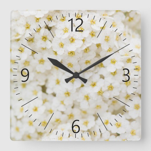 Witte bloem vierkante klok (Voorkant)