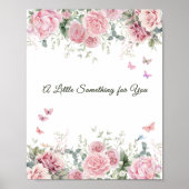 Witte bloem vlinder gunst tafel bord poster (Voorkant)